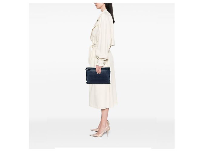 Clutch LOEWE Blue Embossed Anagram Leather Repeat T Blu navy - vista 5
