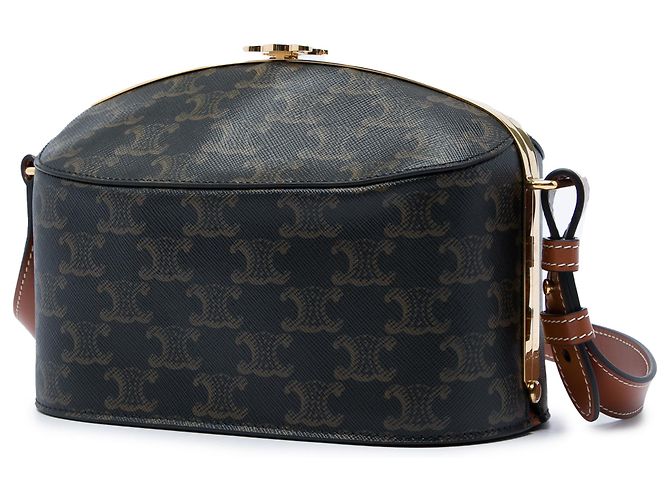 Céline Borsa pranzo Celine in tela rivestita Triomphe marrone Marrone scuro - vista 2