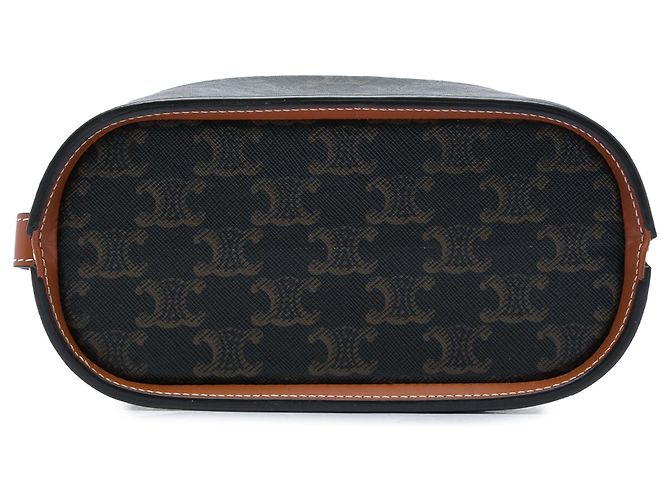 Céline Borsa pranzo Celine in tela rivestita Triomphe marrone Marrone scuro - vista 3