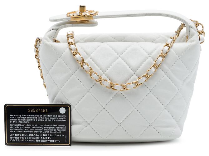 Chanel White Small Quilted Lambskin Perfect Meeting Hobo Bianco - vista 7