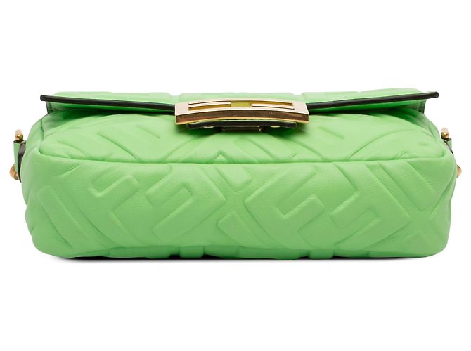 Bolso Baguette Fendi Verde en cuero con relieve Mini Zucca Verde claro - vista 3