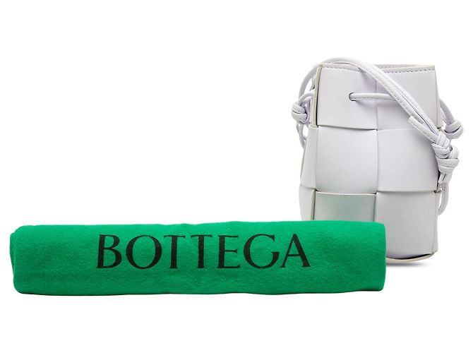 Borsa a secchiello Bottega Veneta White Mini Nappa Maxi Intrecciato Cassette Bianco Bianco sporco - vista 7