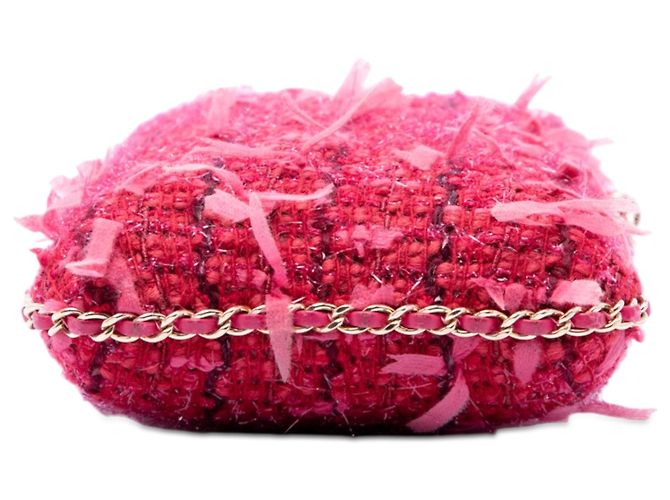 Portatitolo con catena in tweed rosa Chanel - vista 3