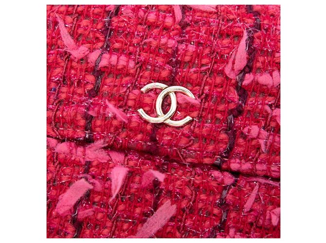 Portatitolo con catena in tweed rosa Chanel - vista 5