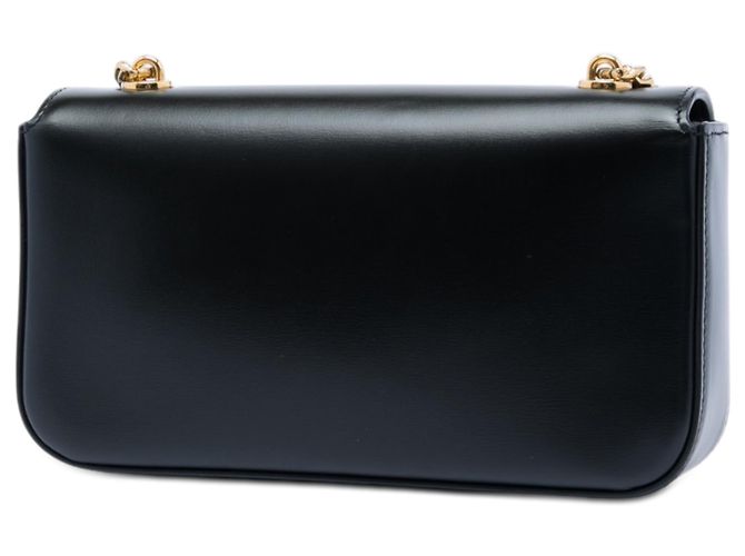 Céline Celine Claude Chain Schultertasche aus schwarzem glänzendem Kalbsleder - Ansicht 2