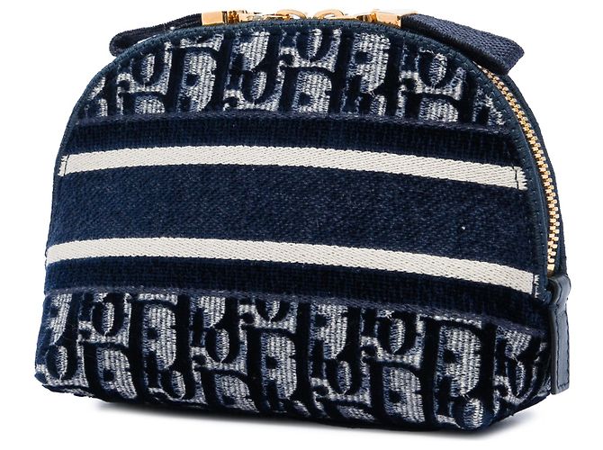 Beauty case in velluto ricamato Blue Oblique di Dior Blu navy - vista 2