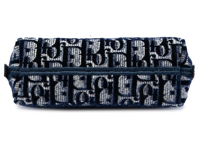 Beauty case in velluto ricamato Blue Oblique di Dior Blu navy - vista 3