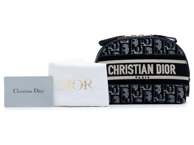 Beauty case in velluto ricamato Blue Oblique di Dior Blu navy - vista 6