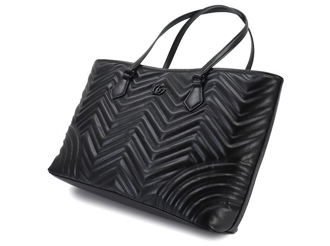 Gucci GG Marmont gesteppte große Tote Handtasche Schwarz - Ansicht 9