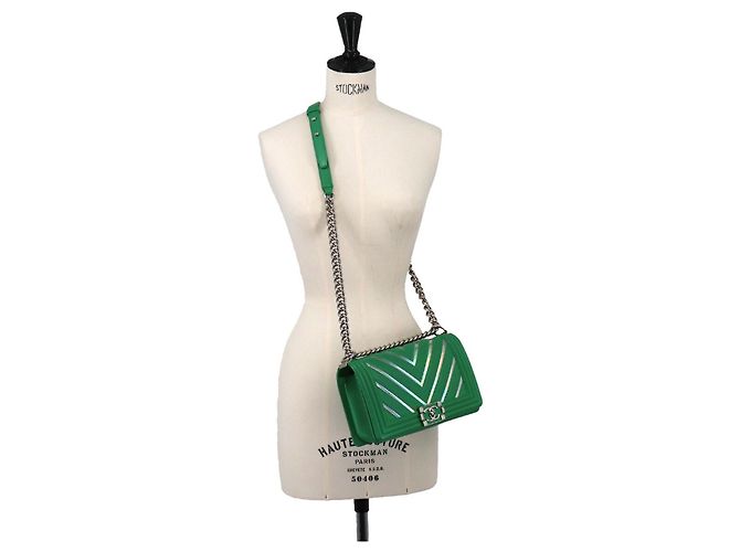 Bolso de Hombro Chanel Boy Chain Verde - vista 10