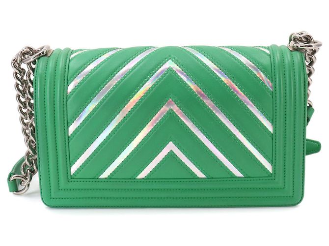 Bolso de Hombro Chanel Boy Chain Verde - vista 2