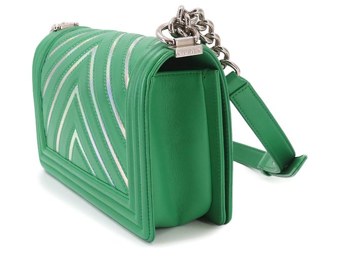 Bolso de Hombro Chanel Boy Chain Verde - vista 3