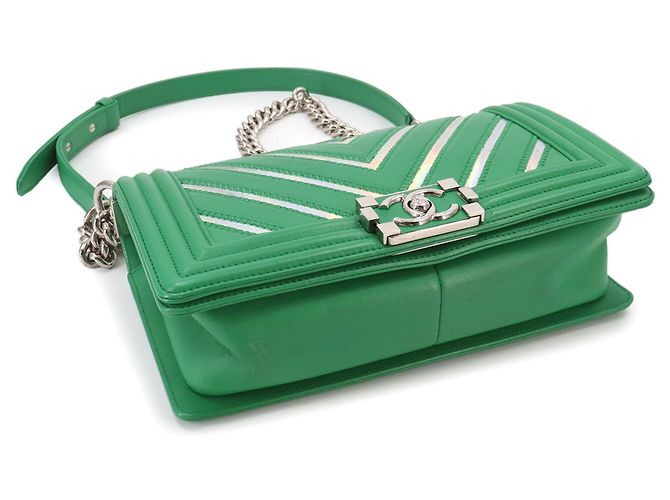 Bolso de Hombro Chanel Boy Chain Verde - vista 4