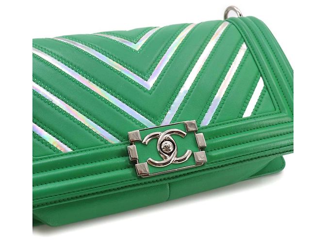 Bolso de Hombro Chanel Boy Chain Verde - vista 9