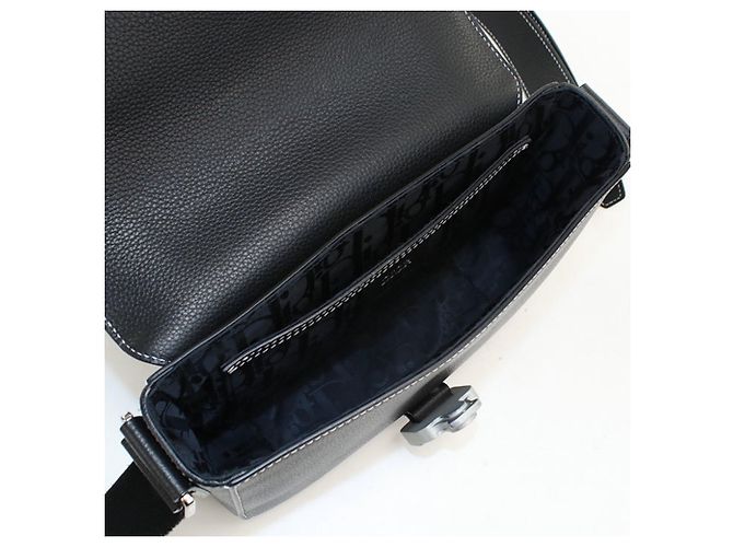 Borsa a tracolla in pelle nera Christian Dior Nero - vista 3