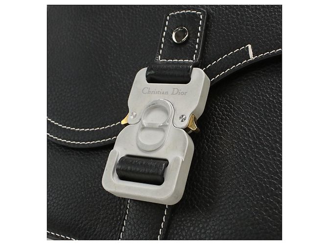 Borsa a tracolla in pelle nera Christian Dior Nero - vista 4