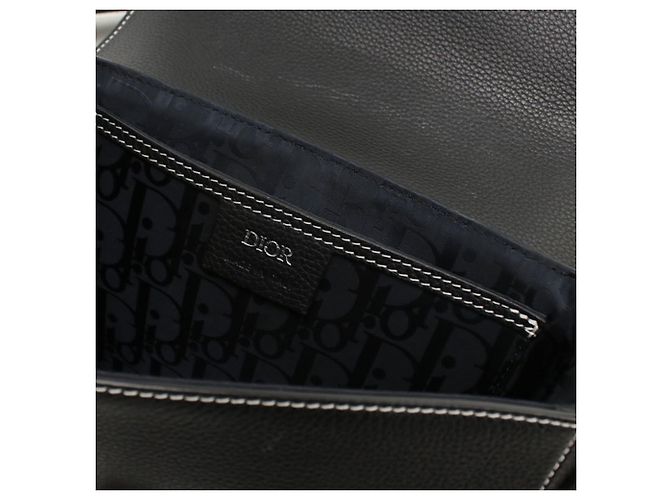 Borsa a tracolla in pelle nera Christian Dior Nero - vista 6