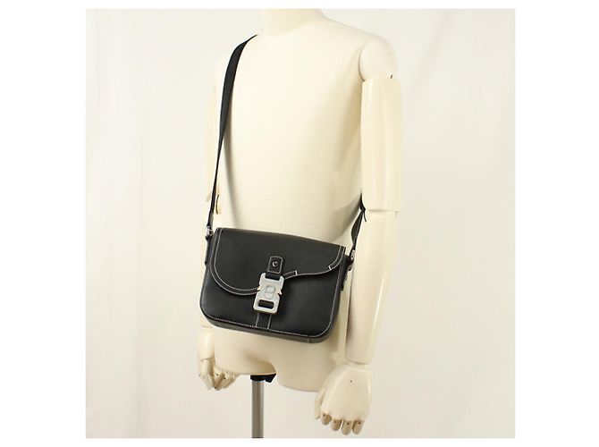 Borsa a tracolla in pelle nera Christian Dior Nero - vista 7
