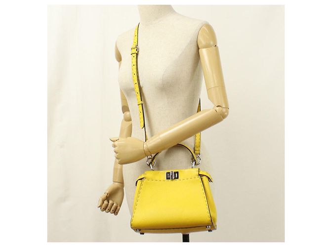 Borsa Fendi 2WAY Peekaboo Mini Giallo - vista 9