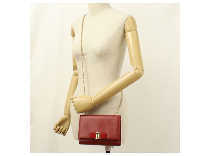 Borsa a tracolla in pelle rossa Salvatore Ferragamo Rosso - vista 8