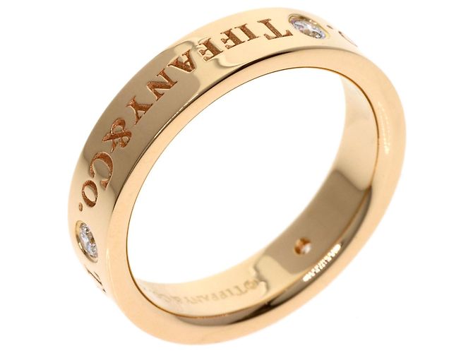 Anillo Tiffany & Co. de oro rosa de 18K de banda plana con 3 diamantes - vista 2