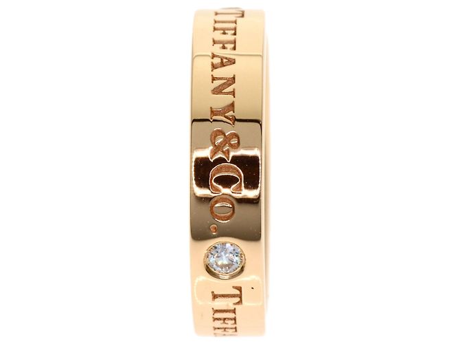 Anillo Tiffany & Co. de oro rosa de 18K de banda plana con 3 diamantes - vista 3