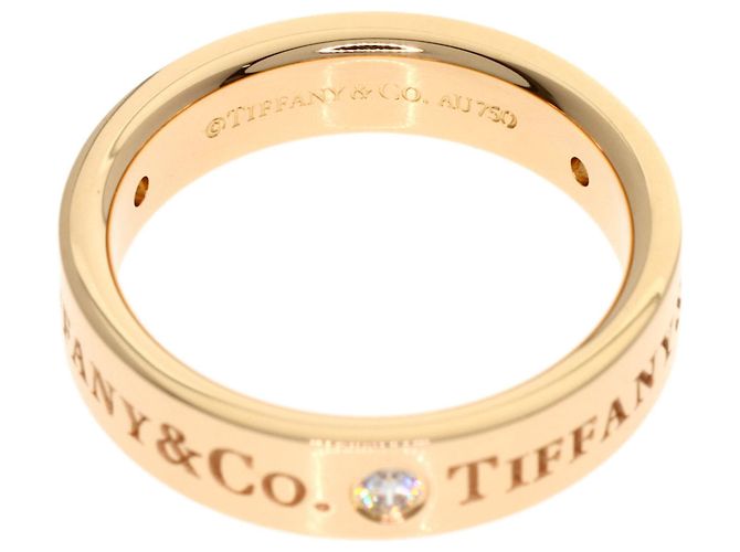 Anillo Tiffany & Co. de oro rosa de 18K de banda plana con 3 diamantes - vista 4