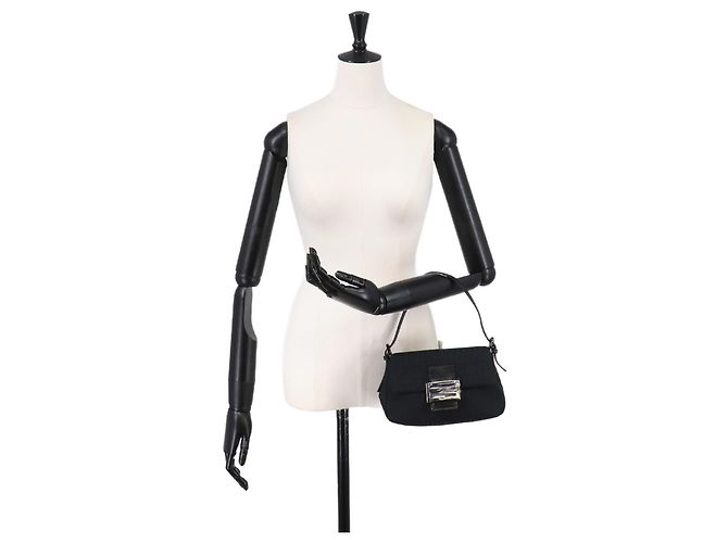 Borsa a tracolla Fendi Zucchino Mini Mamma Baguette Nero - vista 10