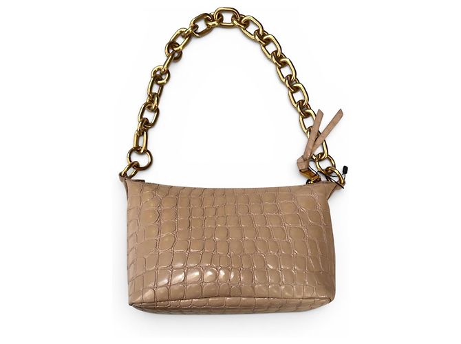 Bolsa Miu Miu em pele de vitelo com estampa de crocodilo e corrente dourada - vista 15