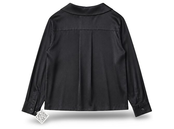 Camicia in seta nera Loewe con logo Anagram Nero - vista 10