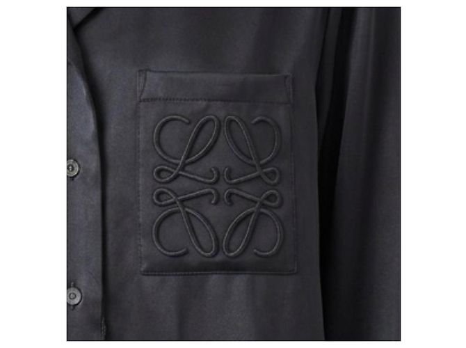 Camicia in seta nera Loewe con logo Anagram Nero - vista 13