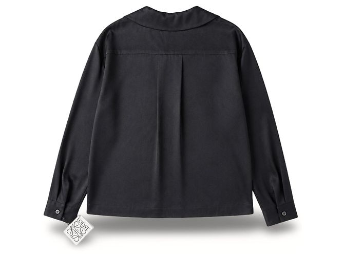 Camicia in seta nera Loewe con logo Anagram Nero - vista 15