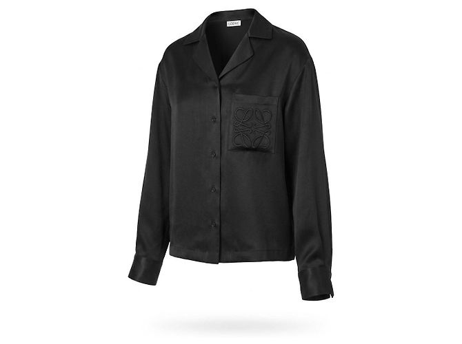 Camicia in seta nera Loewe con logo Anagram Nero - vista 2