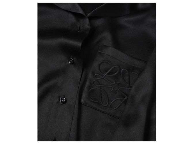 Camicia in seta nera Loewe con logo Anagram Nero - vista 3