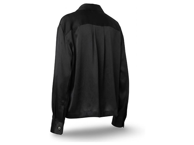 Camicia in seta nera Loewe con logo Anagram Nero - vista 8