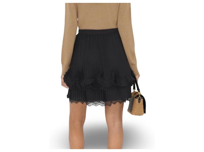 Falda Burberry plisada con volantes y encaje Negro - vista 2
