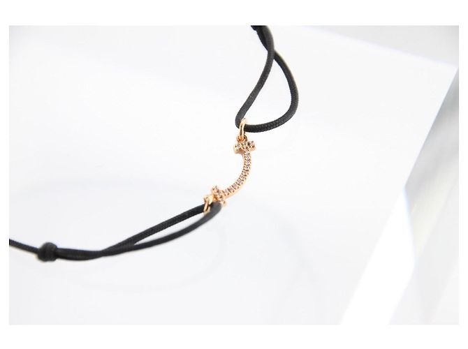 Bracciale Tiffany & Co. T Smile Mini Oro Rosa 18K Diamanti Nero D'oro - vista 3