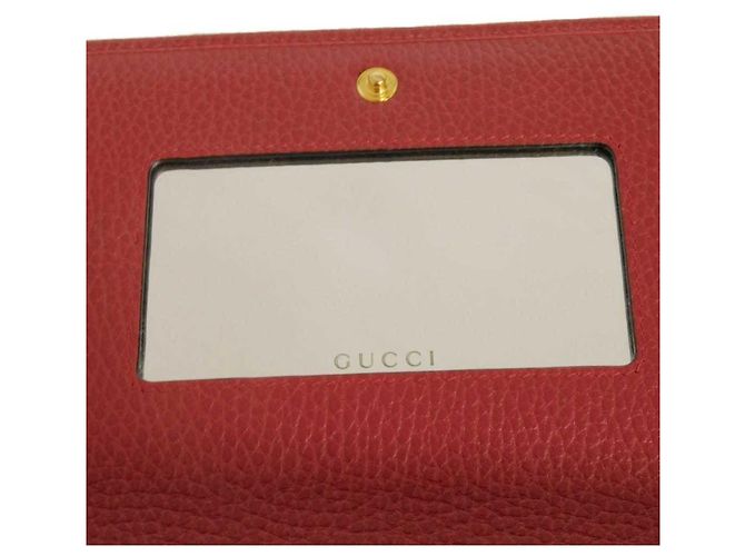 Clutch Gucci GG Marmont Chain Logo in pelle di vitello Rosso - vista 8