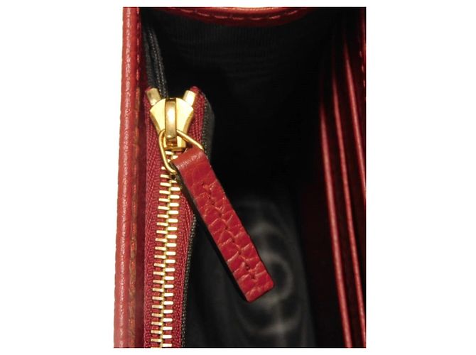 Clutch Gucci GG Marmont Chain Logo in pelle di vitello Rosso - vista 9