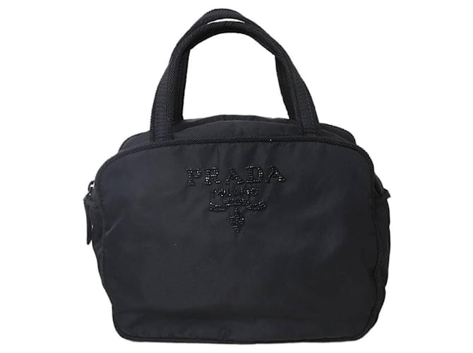 Borsa in nylon nero con perline Prada - vista 2