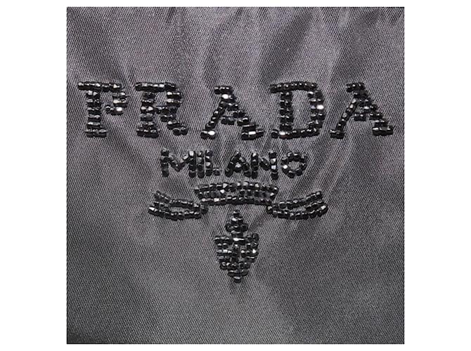 Borsa in nylon nero con perline Prada - vista 8