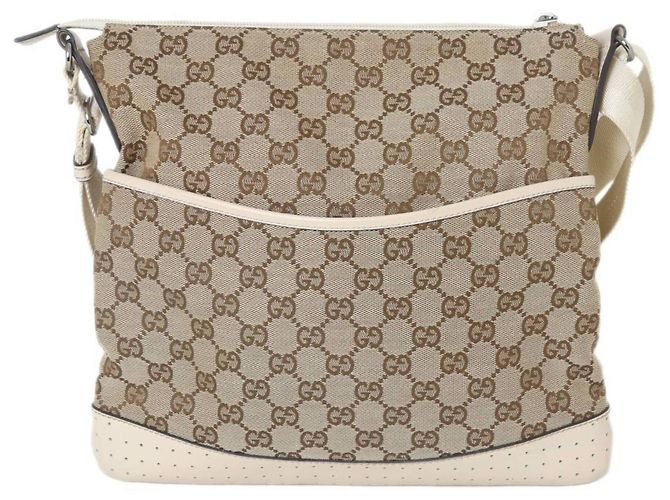 Borsa a Spalla Gucci GG Canvas Beige Bianco sporco - vista 2
