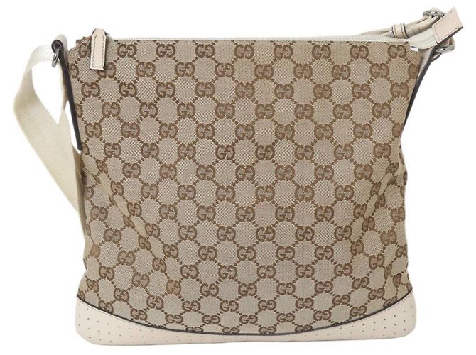 Borsa a Spalla Gucci GG Canvas Beige Bianco sporco - vista 3