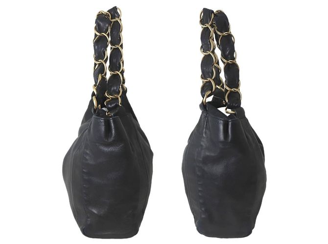 Borsa a tracolla Chanel in agnello nero - vista 4