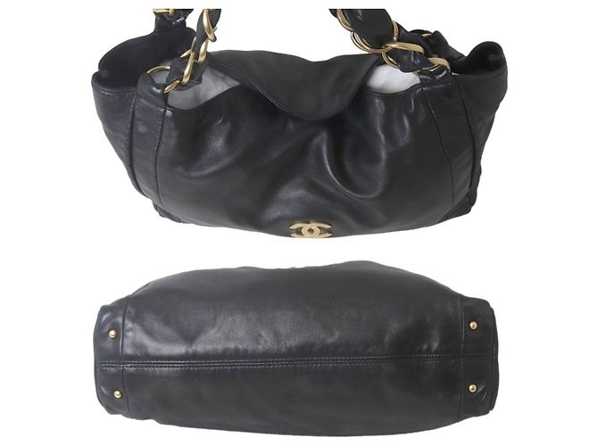 Borsa a tracolla Chanel in agnello nero - vista 5