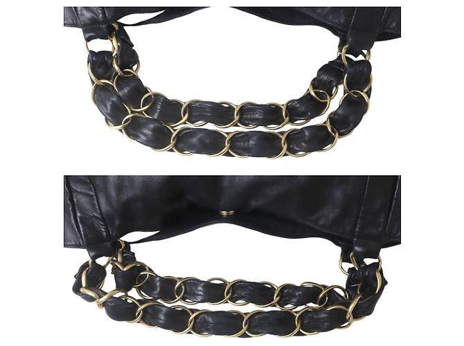 Borsa a tracolla Chanel in agnello nero - vista 7