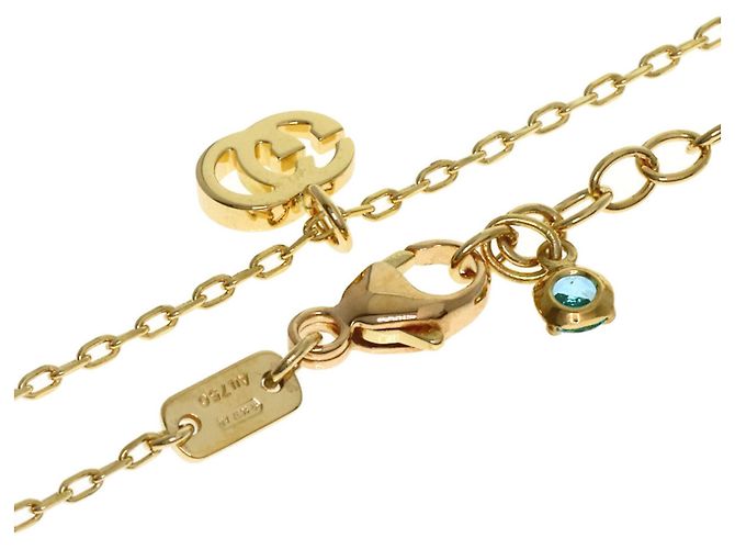 Collana Gucci GG Running Blue Topaz in oro giallo 18K - vista 2