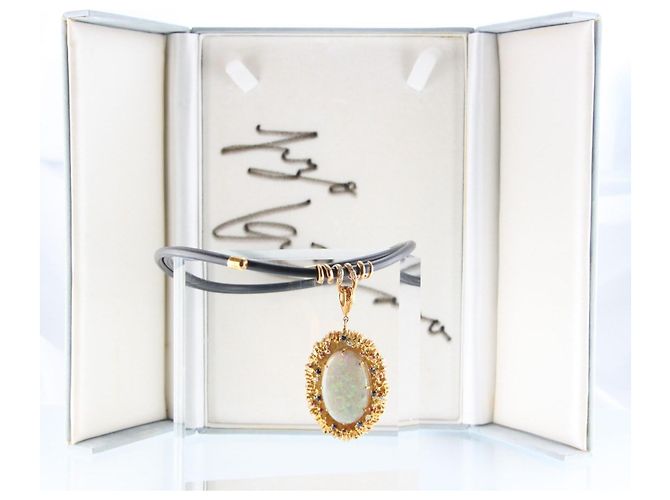 Autre Marque Yuzo Kiriyama Collana in Oro 18K Opale e Diamanti Bianco Rosso Blu D'oro - vista 18