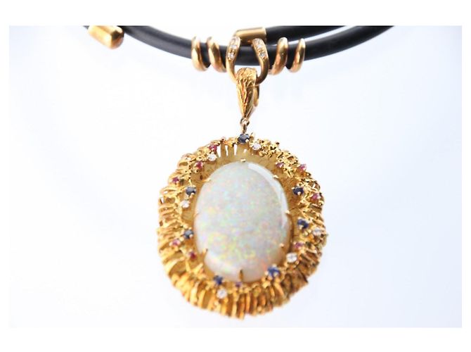 Autre Marque Yuzo Kiriyama Collana in Oro 18K Opale e Diamanti Bianco Rosso Blu D'oro - vista 3