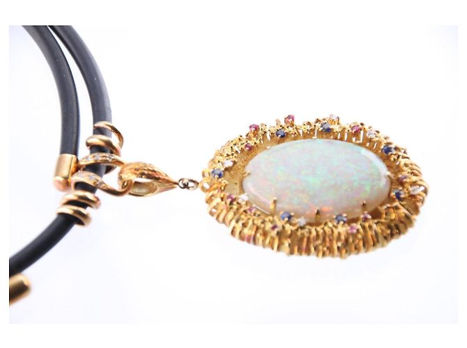 Autre Marque Yuzo Kiriyama Collana in Oro 18K Opale e Diamanti Bianco Rosso Blu D'oro - vista 4